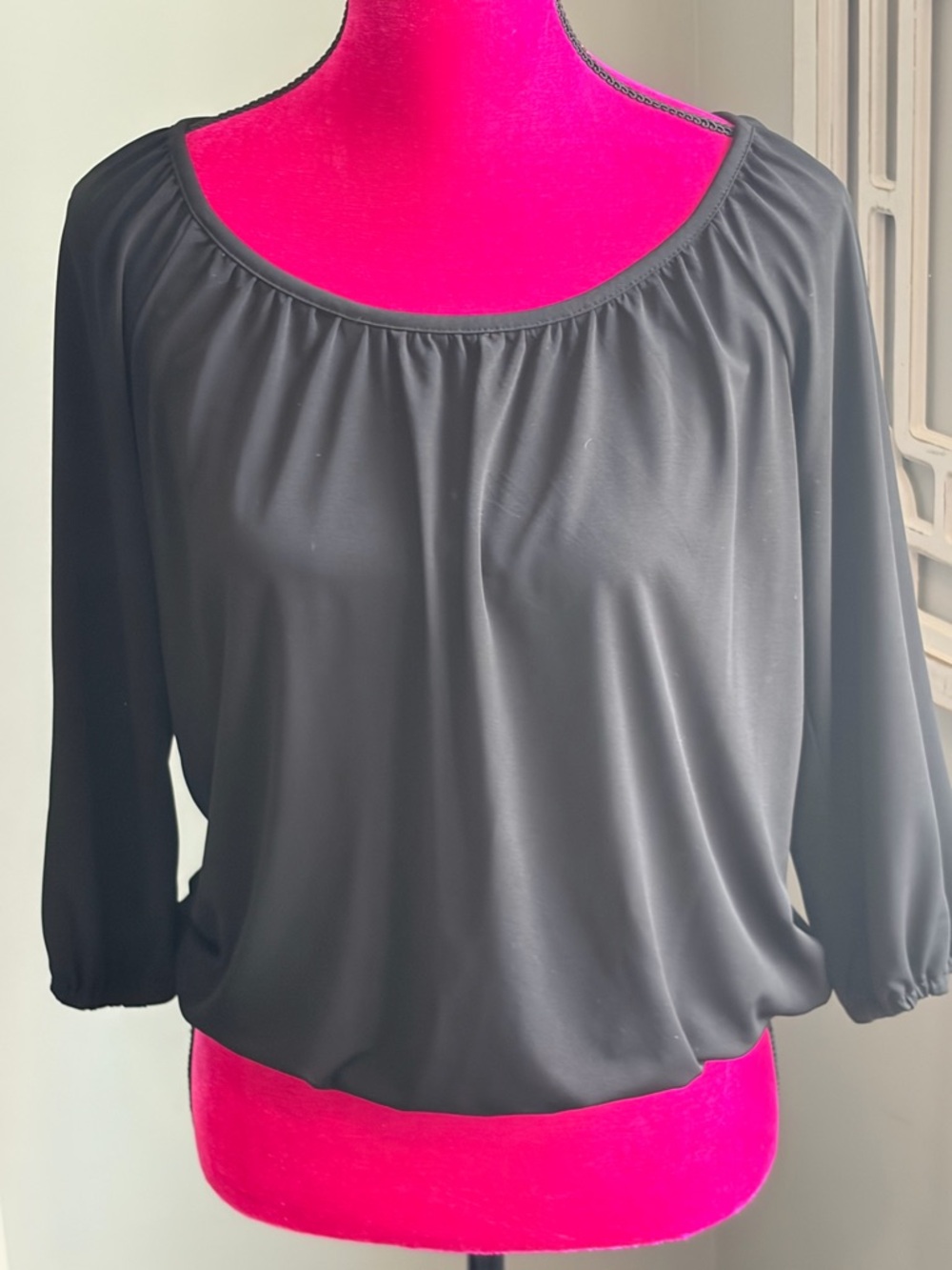 Michael Michael Kors Black Gathered Neck Blouse P/M